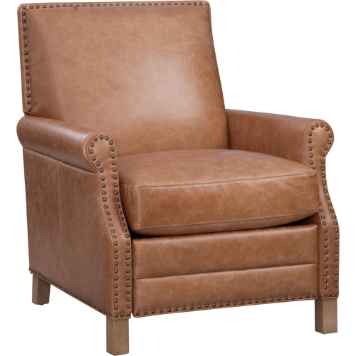 Brixton Rechargeable Power Recliner in Crystal Sand Leather & Weathered Wood